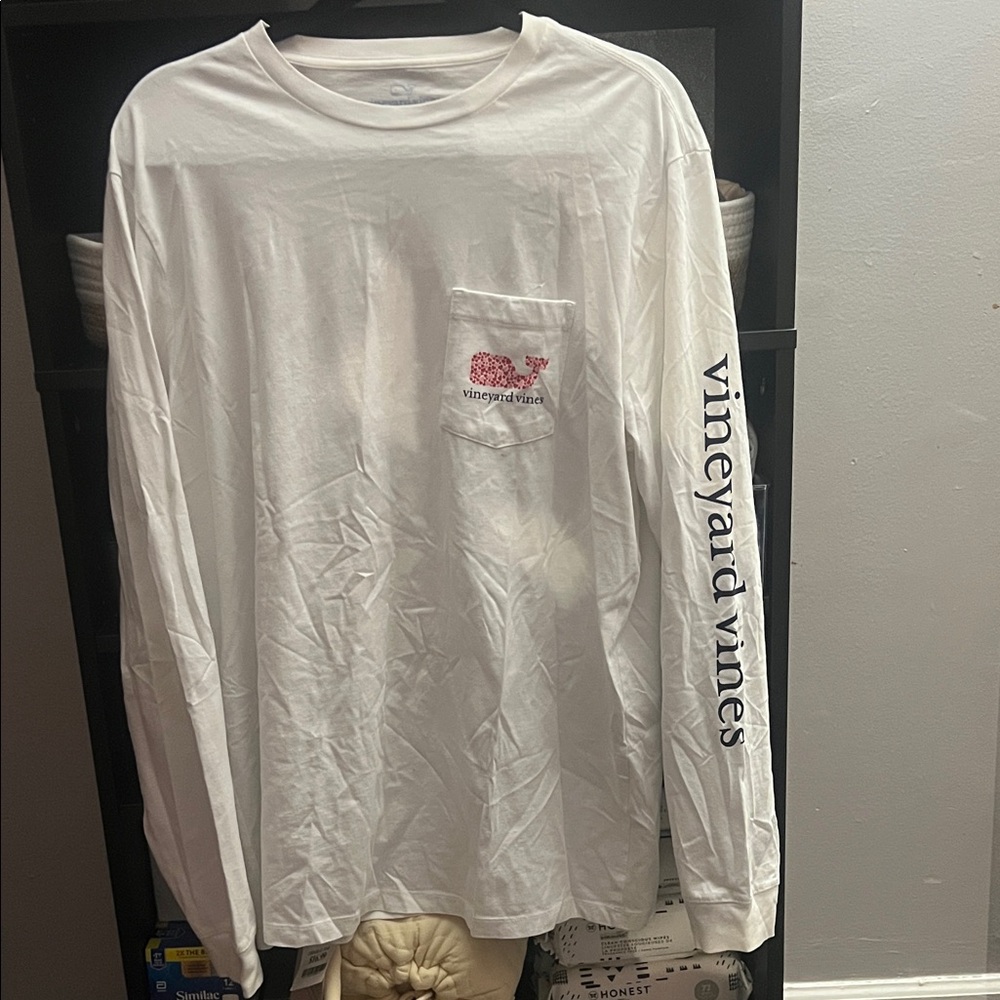 Vineyard Vines White and Pink Long Sleeve Tee